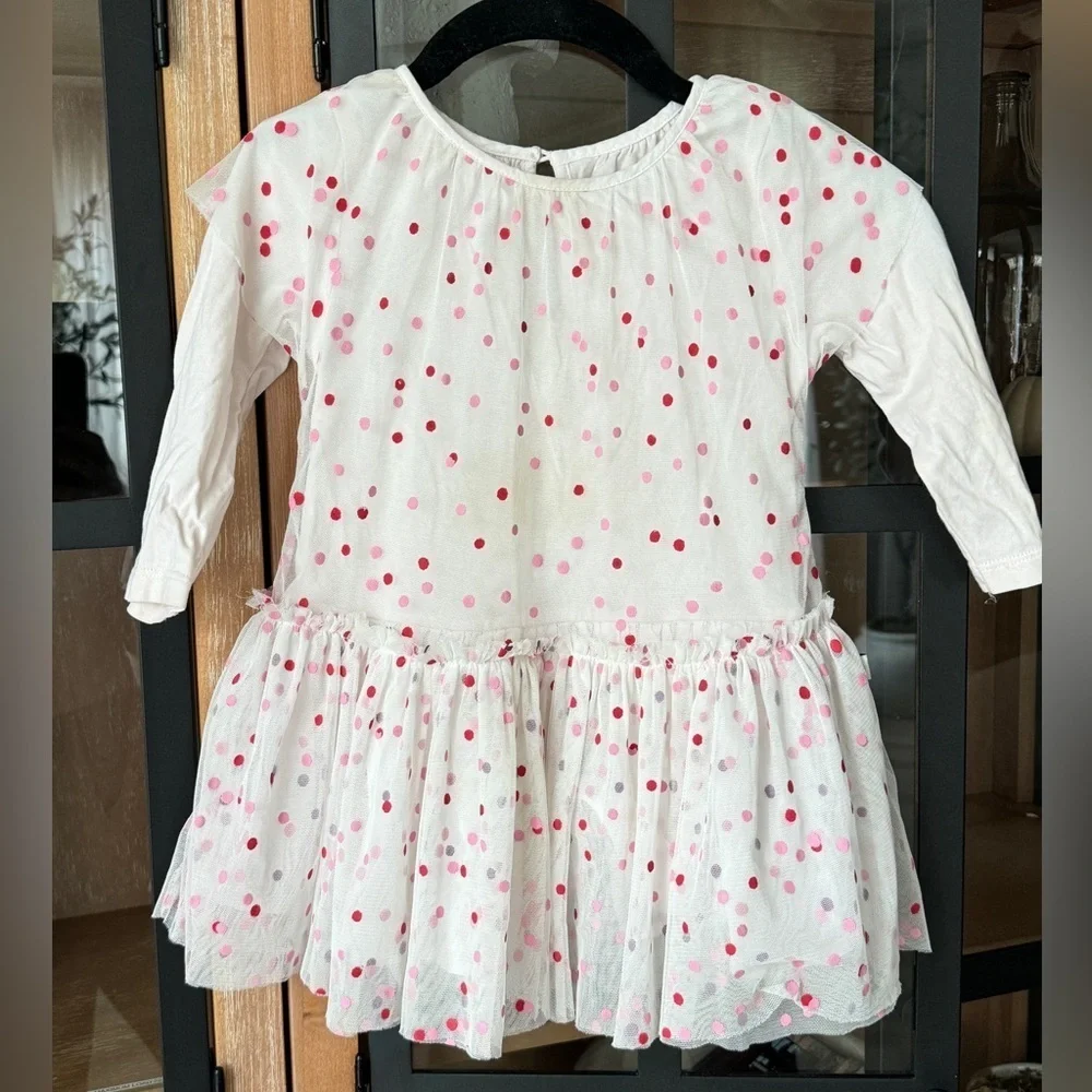 Stella McCartney girl tulle dress polka dots confetti long sleeves toddler baby